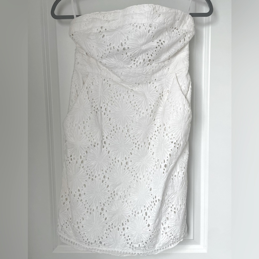 New York & Company White Strapless Sheath Dress